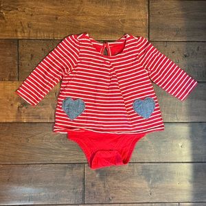 Gap Baby Toddler Girl 12-18M Red Striped Romper Dress Bodysuit
